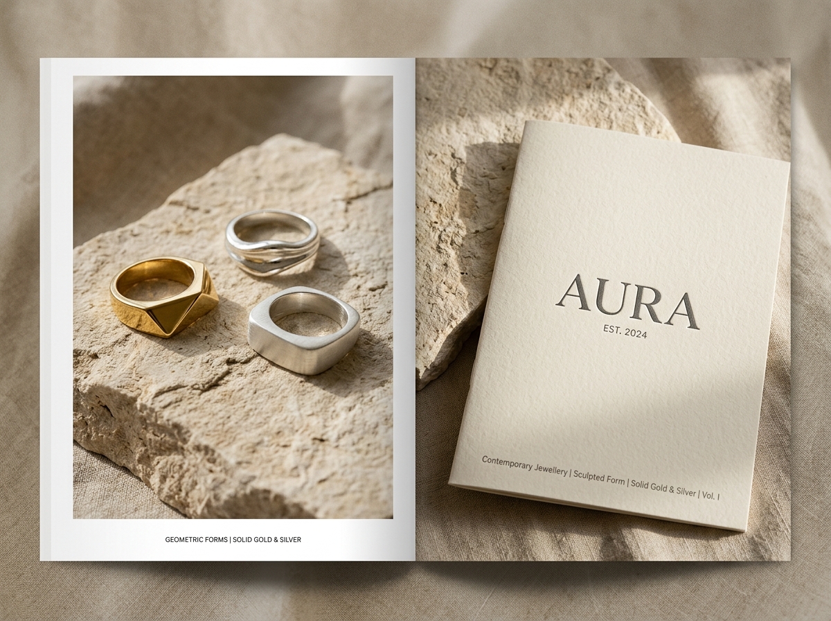 Aura handcrafted silver jewellery on linen with wax seal